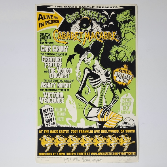 Unbranded Other - Gris Grisly's Cabaret Macabre Signed Poster 11"X17" Print #'d 41/100